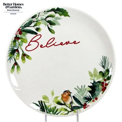 NUEVO Better Homes & Gardens INVIERNO BOTÁNICO - CREE 9" Ensalada Plato Pájaro Verde Foto 1 de 4