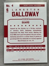 2015-16 Panini NBA Hoops Red Back Langston Galloway New York Knicks No.4