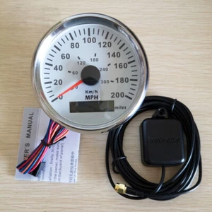 85mm White GPS Speedometer 300KM/H 200MPH Odometer for Auto Truck Marine 12V/24V - Picture 1 of 7