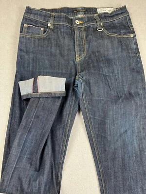 Jeans masculino Soverment 30x32 azul selvedge roupas duráveis lavagem escura jeans cru - Imagem 1 de 4