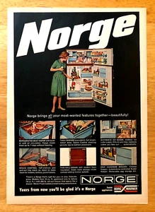 NORGE REFRIGERATORS—BORG WARNER HOME APPLIANCES—ORIGINAL 1960s MAGAZINE PRINT AD - Picture 1 of 1