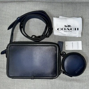 Coach Charter Tracolla con Marsupio - Pelle Conciata a Guanto Blu Profondo Nuova con etichette cm370 - Foto 1 di 13