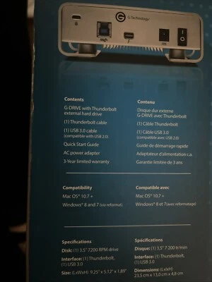 G-Technology 10TB G-DRIVE with Thunderbolt and USB 3.0 Silver - 0G05024 - Image 1 of 4