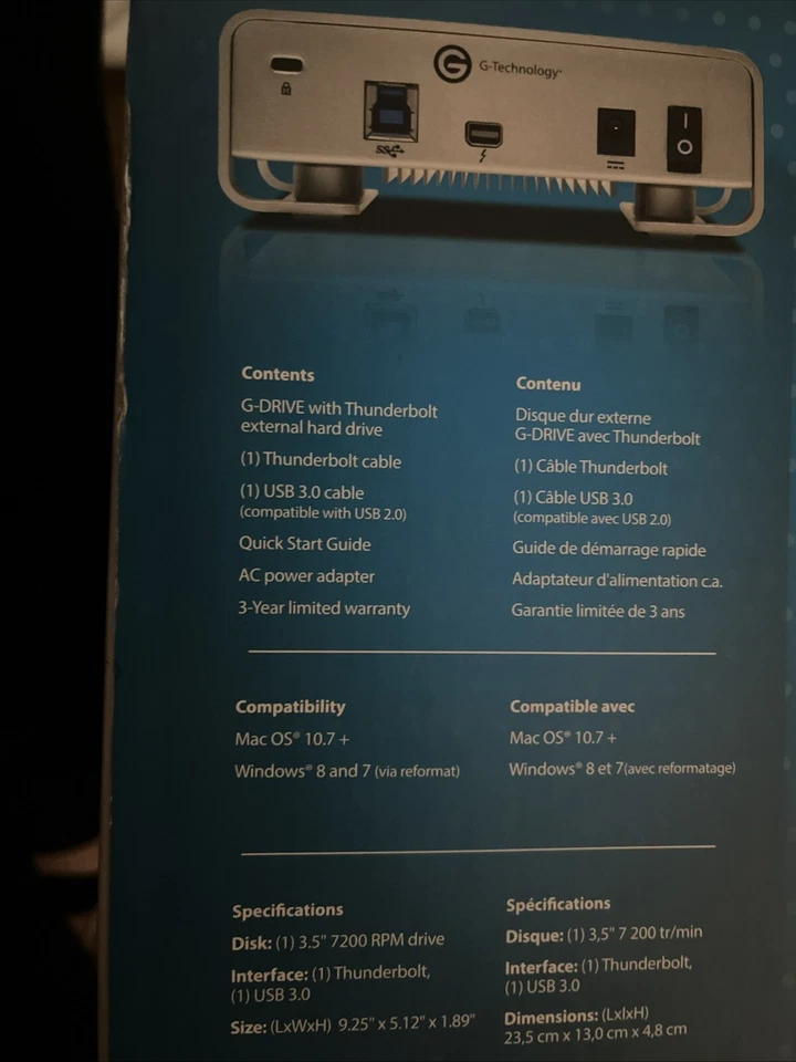 G-Technology 10TB G-DRIVE with Thunderbolt and USB 3.0 Silver - 0G05024 - Image 1 of 4