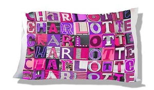 CHARLOTTE Personalized Pillowcase featuring photos of PINK/PURPLE sign letters - Bild 1 von 1