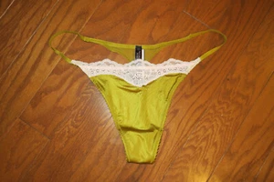 ❤️XL VICTORIA'S SECRET ❤️ G V-STRING THONG SATIN LACE ❤️ DREAM ANGELS NEW YELLOW - Picture 1 of 4