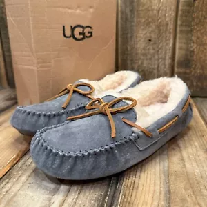 UGG DAKOTA SLIPPER MOCCASIN WOMENS US 5 PEWTER GREY SUEDE WOOL EUR 36 - Picture 1 of 17