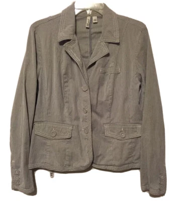 Chaqueta Blazer St. John's Bay Mujer Negra Blanca Rayas Talla Mediana A21 Foto 1 de 4