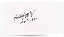 Bill Gadsby Signed 3x5 Index Card Autographed NHL Hockey Detroit Red Wings HOF