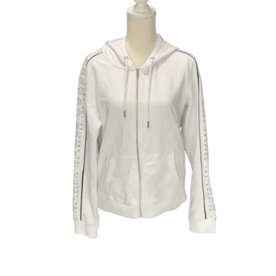 Guess Los Angeles Sudadera con Capucha Blanca con Cremallera Gráficos en Mangas Algodón Poli Talla Grande Foto 1 de 4