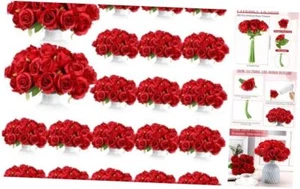 360 Pcs 30 Bouquets Artificial Roses Flowers Bulk Fake Roses Flower Bouquets - Picture 1 of 8