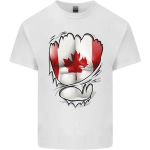 Gym Canadian Maple Leaf Flag Muscles Canada Kids T-Shirt Childrens - Picture 1 of 3