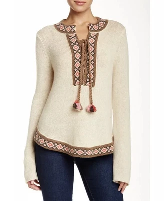 3. Suéter Calypso St. Barth $496 Lana Tani Marfil Cabello Camello Usado en Excelente Condición S Foto 1 de 4