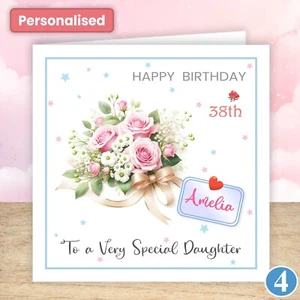 CARTOLINA COMPLEANNO personalizzata bambina amica figlia nipote sorella rosa rossa - Foto 1 di 20