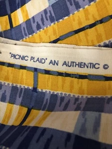1 Yard Waverly Cotton Yellow Blue Fabric Picnic Plaid NEW Made USA - Picture 1 of 8