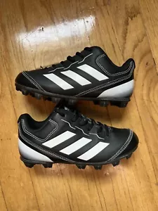 Adidas Rundown Youth Baseball Molded Cleats Size 12K Black White Low ABBC18 - Picture 1 of 7