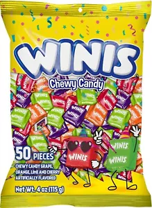 Chewy Candy Winis Original Variety Bag – Taffy Candy 50 wrapped pieces Size 4 Oz - Picture 1 of 7