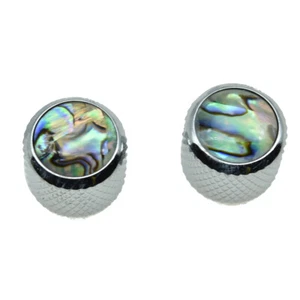 2x Abalone Top Dome Knobs Abalone Inserts Knobs for P Bass/Tele Guitar Chrome - Picture 1 of 8