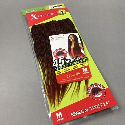 14 дюймов средний No2T1B/350 черный медный сенегальский твист предварительно петлевой крючком 45 нитей - Изображение 1 из 4