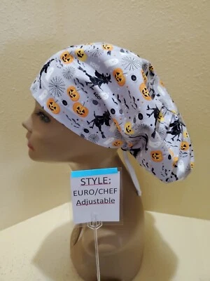 Sombrero/gorra quirúrgica para mujer Witches gris euro/chef hecha a mano Foto 1 de 4