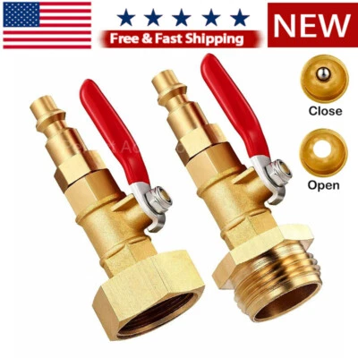 RV Winterize Blowout Adapter 1/4" Quick Connect Plug 3/4" Garden Hose Thread Kit - Image 1 of 4