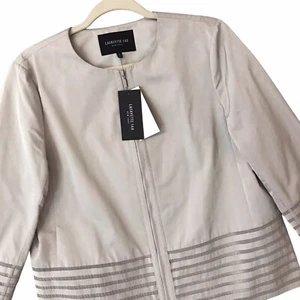 Lafayette 148 3/4 Sleeve Zip Jacket In Vapor Gray NWT $598 Classic Women’s Sz 10 - Picture 1 of 11