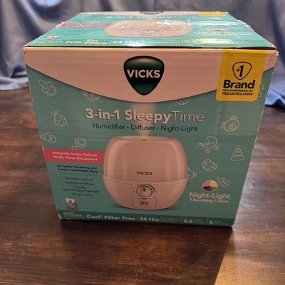 Vicks 3-in-1 Sleepy Time Humidifier Diffuser Nightlight, VUL500. *LR1C - Image 1 of 4