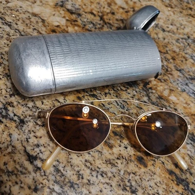 RARO Oliver Peoples OP 88 BG MARCOS SOLAMENTE Dorado Ovalado Metal y Estuche con Clip para Hombres Foto 1 de 4