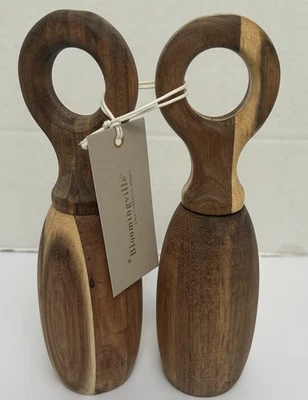 Bloomingville Acacia Wood Salt & Pepper Grinder Set (Natural) Set New- 8 inches - Image 1 of 4