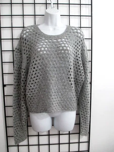 IRO  🌸  SIZE 16W==SHORT / GRAY  WOOL, ALPACA  /  OPEN WEAVE SWEATER - Picture 1 of 8