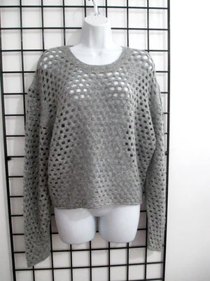 IRO  🌸  SIZE 16W==SHORT / GRAY  WOOL, ALPACA  /  OPEN WEAVE SWEATER - Image 1 of 4