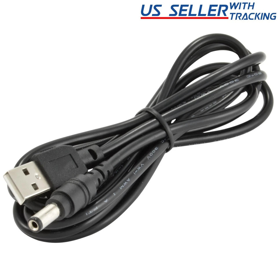USB Male to 5.5mm x 2.1mm Barrel 5V DC Power Cable, 20 AWG Copper, 150cm / 5ft - Image 1 of 1