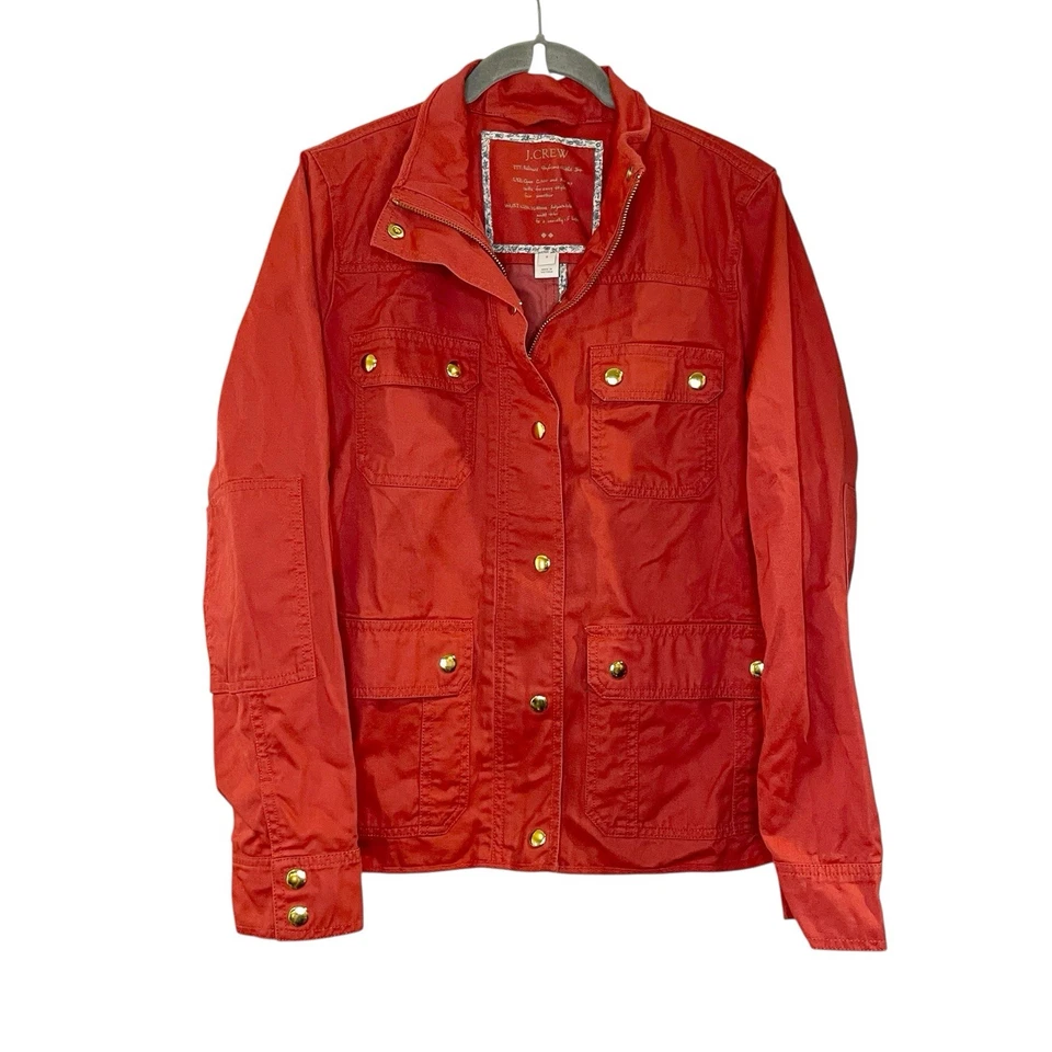 422 J. Chaqueta roja militar Crew Relaxed Boyfriend Field para mujer S Chaqueta de granero de otoño Foto 1 de 4