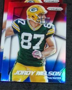 2014 PANINI PRIZM FOOTBALL RED WHITE BLUE RWB REFRACTOR~ JORDY NELSON #98 - Picture 1 of 1