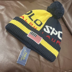 [PC0373-722] Mens Polo Ralph Lauren Polo Sport Colorblock Knit Hat - Picture 1 of 2