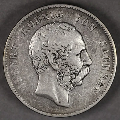 1876 E Sajonia Alemania 5 marcos de plata Foto 1 de 2