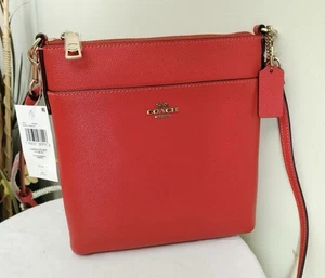 COACH KITT MESSENGER CROSSBODY BAG IN RED ORANGE CROSSGRAIN LEATHER NWT - Picture 1 of 7