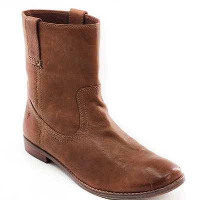 FRYE Anna Leather Pull On Ankle Boots Tan Brown $328 Size 8 - Image 1 of 4