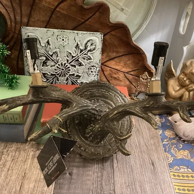 Aplique de pared con asta luz interior ídolo polla ciervo costa del Pacífico cabina de luz rústica Foto 1 de 4