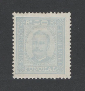 Funchal (Madeira Portugal) 1892 D. CARLOS #6C MH, PONT. 13 1/2 FVF - Picture 1 of 2