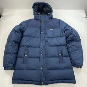 LL Bean Mens Mountain Classic Down Parka Jacket Blue MEDIUM Downtek Pertex - Picture 1 of 9