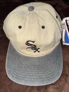 Vintage MLB Chicago White Sox 6 PanelHat Men Gray/Tan Strap Back Cap New Logo 7 - Picture 1 of 7
