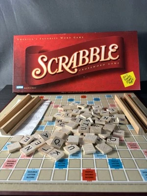 Vintage Parker Brothers Hasbro Scrabble Crossword Game 2001 Wooden Tiles & Racks - Image 1 of 4