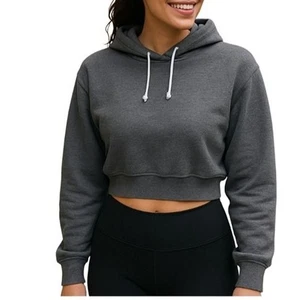 Cropped Hoodie Pullover Sweatshirt – Casual/Workout - Picture 1 of 2