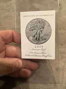 2019 S ENHANCED REVERSE PROOF SILVER EAGLE COA ONLY, CERTICATE 10872 - Picture 1 of 2