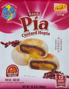 Banh Pia Custard Hopia con tuorlo d'uovo salato e fagiolo rosso 16,8 oz - Tan Hue Vien - Foto 1 di 3