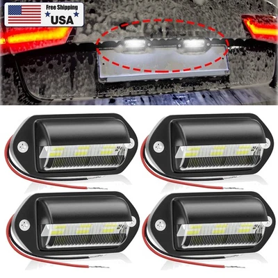 4pcs 2V 6 LED License Plate Light Waterproof License Plate Lamp Taillight, Truck - Image 1 of 4