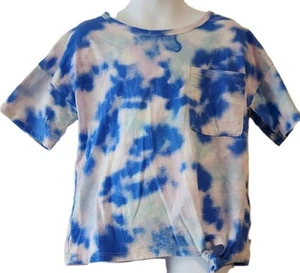 SO girls size M 8 blue tye dye t-shirt with side knot (B1) - Picture 1 of 6