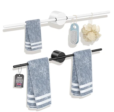Stainless Steel Towel Rail Rack Holder Wall Mounted Adhesive Bathroom Kitchen UK - Image 1 of 4