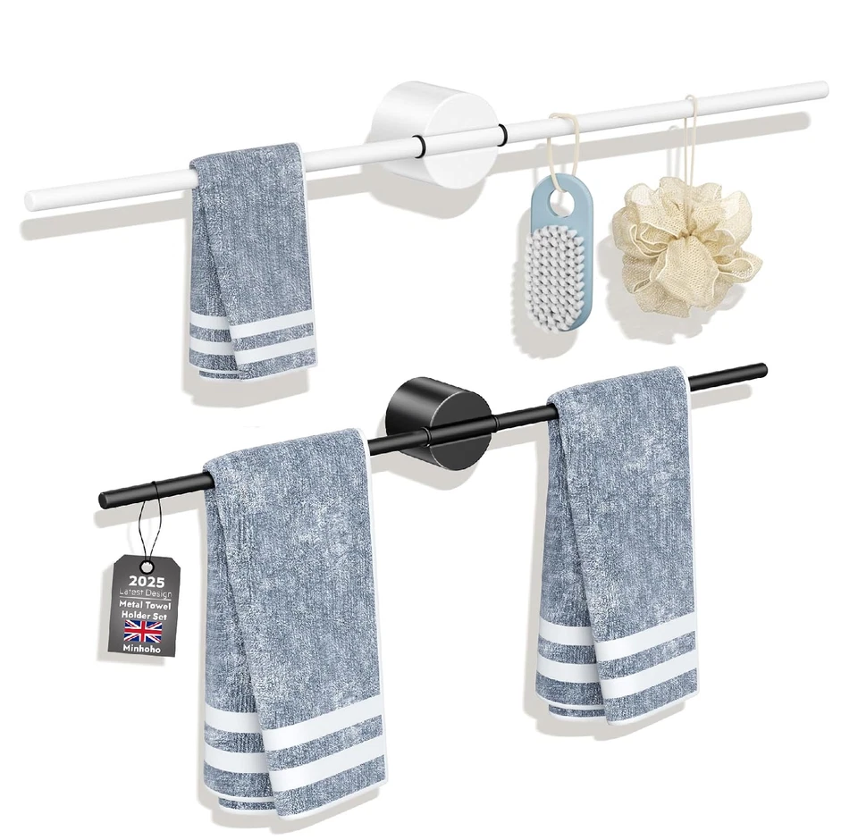 Stainless Steel Towel Rail Rack Holder Wall Mounted Adhesive Bathroom Kitchen UK - Image 1 of 4